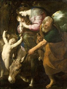 エジプトへの逃避、c.1600-10（帆布に油彩） 作： Giovanni Battista  Crespi