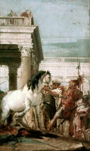 アレキサンダー大王と彼の馬ブセファラ 作： Giovanni Battista (1696 1770) Tiepolo