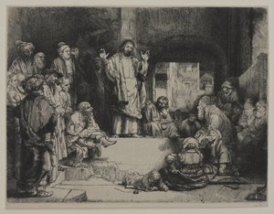 Christ Preaching（La Petite tombe）、c.1652（簀の紙に取り付けられた簀の紙のエッチング、ドライポイント、ビュラン） 作： Giovanni Battista Tiepolo