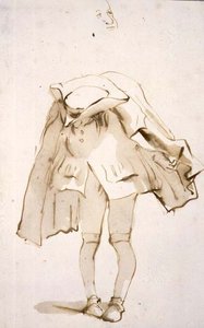 PD.129-1961 「猫背と思われる頭の曲がった男性の風刺画」（ペン、インク、ウォッシュ） 作： Giovanni Battista Tiepolo