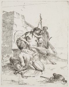 オベリスクのあるサティル家、ベニス、1765年頃（エッチング） 作： Giovanni Battista Tiepolo