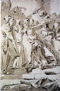 司教の首切り」（紙にペンとインク） 作： Giovanni Battista Tiepolo