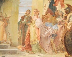 ジャンバッティスタ・ティエポロ（1696-1770）作、フレスコ画、細部、イタリア、ヴィチェンツァ、モンテッキオ・マッジョーレのロンバルディ・コルデリーナ邸