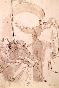 パドヴァの聖アンソニーの奇跡」1760年頃（ペンとインク、黒チョークの上にウォッシュをかけたもの 作： Giovanni Battista Tiepolo