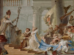 1156年、皇帝フリードリヒ・バルバロッサとブルゴーニュ公ベアトリクスの結婚式（フレスコ画）。