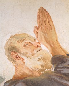 アブラハムと天使たち」ジャンバッティスタ・ティエポロ（1696-1770）作、フレスコ画、詳細、ウディネの大司教館 作： Giovanni Battista Tiepolo