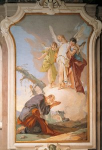 アブラハムと天使たち」ジョヴァンニ・バッティスタ・ティエポロ（1696-1770）作、ウディネの客殿、総主教の宮殿のフレスコ画 作： Giovanni Battista Tiepolo