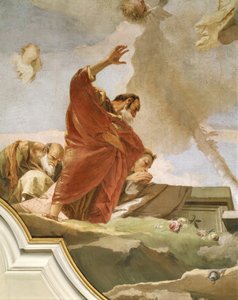 ジョヴァンニ・バッティスタ・ティエポロ（1696-1770）作「聖母被昇天」、フレスコ画、詳細、ウディネの純潔のオラトリオ 作： Giovanni Battista Tiepolo
