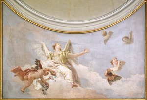 ジョヴァンニ・バッティスタ・ティエポロ（1696-1770）作「聖母被昇天」、フレスコ画、詳細、ウディネの純潔のオラトリオ 作： Giovanni Battista Tiepolo