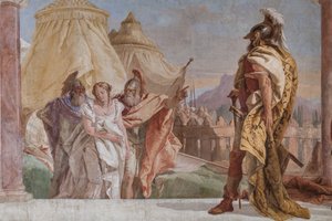 ブリセイスをアガメムノンに導くエウリュバテスとタルティビウス（詳細） 作： Giovanni Battista Tiepolo