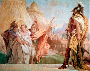 ホメレのイリアッド「Thaltybios et Eryrates emmene briseis near Agamemnon」Giambattista Tiepolo（1696-1770）のフレスコ画
