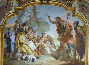 イタリア、ベルガモ、コッレオーニ礼拝堂、群衆に説教する聖ヨハネ・バプティスト 作： Giovanni Battista Tiepolo