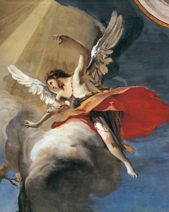 ジョヴァンニ・バッティスタ・ティエポロ（1696-1770）の「イサクの犠牲」、フレスコ画、詳細、総主教宮殿、ゲストホール、ウディネ