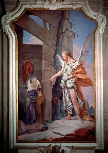 天使がサラに母親になることを告げる（フレスコ画 作： Giovanni Battista Tiepolo