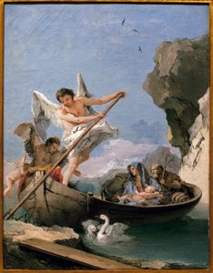 エジプトでの飛行 - ジャンバッティスタ・ティエポロ（1696-1770）の絵画、油彩、キャンバス 作： Giovanni Battista Tiepolo