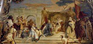 ホーエンシュタウフェン家のフレデリック1世（1122-1190） dit Frederic Barberousse（ドイツ王・ゲルマン皇帝）によるイヴク・アロルドの叙任式 ジョヴァンニ・バッティスタ（ジャンバッティスタ）・ティエポロ（1696-1770）によるフレスコ画。18世紀 ヴュルツブルク（Würzburg）の宮殿（ドイツ 作： Giovanni Battista Tiepolo