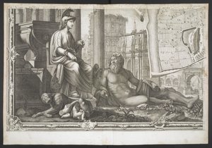G. Nolli によって明らかにされた Nuova Pianta di Roma の人物と彫刻 作： Giovanni Battista (after) Nolli