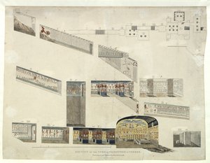 1818年にベルゾニによって発見され開かれたテーベのプサムティスの墓の一部 作： Giovanni Battista Belzoni