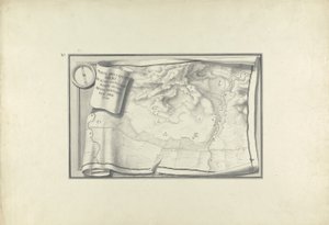 1750年頃に古代の建物の痕跡が残っている、サルディスの遺跡の計画、1750年頃（紙に黒鉛の上にペンでインクを塗ったもの） 作： Giovanni Battista Borra