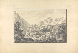 リカス川の源流の眺め (Nahr el-Kelb) 作： Giovanni Battista Borra