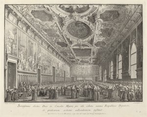 総督は、サラ デル コンシーリオ マッジョーレで感謝を返します, 17631766. 作： Giovanni Battista Brostoloni