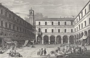 サン・ジャコモ教会近くの市場広場の眺め、1763年、1763年。