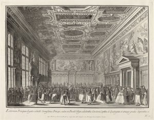 サラ デル コッレージョでの外国大使によるレセプション 作： Giovanni Battista Brustolon after Canaletto