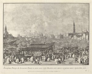 昇天日にポルト・ディ・リドに向けて出発するブチントロの総督 作： Giovanni Battista Brustolon after Canaletto