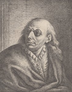 ルカ・ジョルダーノの肖像、丸眼鏡をかけ、左を向いている、1692-1727., 1692-1727. 作： Giovanni Battista Catenaro