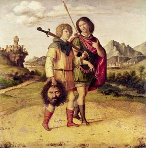 デビッドとジョナサン、1505-10年頃（木に油彩）