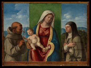 聖母子と聖フランチェスコ、聖クレア 作： ジョヴァンニ・バッティスタ チーマ・ダ・コネリアーノ