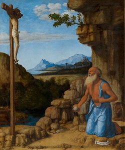 荒野の聖ヒエロニムス、c。 15001505。 作： Giovanni Battista Cima da Conegliano