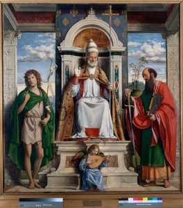 聖ペテロ、洗礼者ヨハネ、聖パウロと一緒に並んだ姿 作： Giovanni Battista Cima da Conegliano