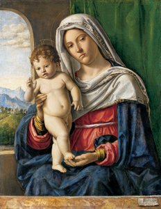 聖母子像 1500-4年頃 ポプラ材に油彩 作： Giovanni Battista Cima da Conegliano
