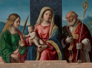 聖カタリナとニコラスと聖母子 作： Giovanni Battista Cima da Conegliano