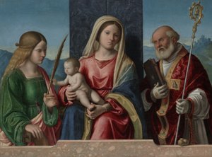 聖母マリアと聖カタリナとニコラスの子、1510〜17歳 作： Giovanni Battista Cima da Conegliano