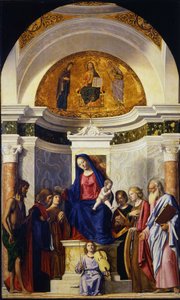 洗礼者聖ヨハネと聖母子、コスマスとダミアン、キャサリンとポール、1506～1507年頃 作： Giovanni Battista Cima da Conegliano
