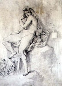 彫刻の女性の擬人化、1770年頃（紙にペンとインク）