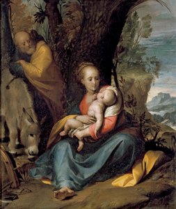 エジプトへの逃亡中の休息、c1598-1600 作： Giovanni Battista Crespi
