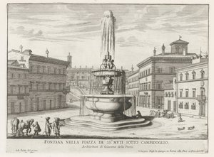 ローマのアラコエリ広場の噴水 カンピドリオの下の piazza de