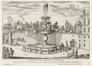 バチカンの噴水 Fontana nel Palazzo Vaticano (オブジェクトのタイトル) Fontane di Roma (シリーズタイトル) ローマの噴水 (シリーズタイトル) 作： Giovanni Battista Falda