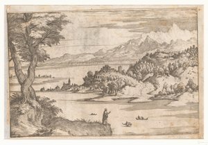 ピーターは水の上を歩く キリストの生涯の風景のある風景 (シリーズ タイトル) 作： Giovanni Battista Fontana