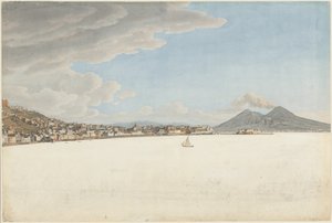 ヴェスヴィオ山とソンマ山を望むナポリ湾 作： Giovanni Battista Lusieri