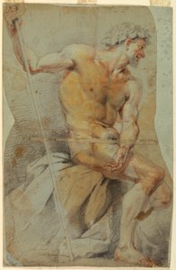 素描、裸の老人の習作、バッカスまたはその仲間、1660-70年