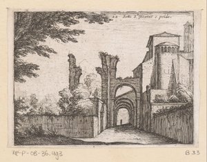 Clivus Scauri in de Santi Giovanni e Paolo Sotto S.t Gioanne e poldo (オブジェクトのタイトル) Gezichten op Rome (シリーズタイトル) ローマの無人の場所のいくつかのビューとパースペクティブ (シリーズ タイトル) 作： Giovanni Battista Mercati