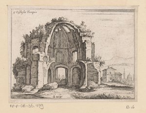 風景の中のミネルバ メディカ神殿の遺跡 Listesso Tempio (オブジェクトのタイトル) ローマの景色 (シリーズタイトル) Alcune vedute et prospettive di luoghi dishabitati di Roma (シリーズ タイトル) 作： Giovanni Battista Mercati