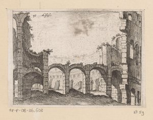 ローマのコロッセオの遺跡 Listesso (オブジェクトのタイトル) ローマの景色 (シリーズ タイトル) Alcune vedute et prospettive di luoghi dishabitati di Roma (シリーズ タイトル) 作： Giovanni Battista Mercati