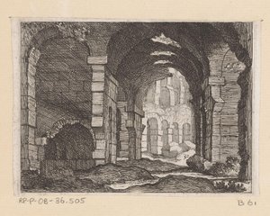 ローマのコロッセオの遺跡 Listesso (オブジェクトのタイトル) ローマの景色 (シリーズ タイトル) Alcune vedute et prospettive di luoghi dishabitati di Roma (シリーズタイトル) 作： Giovanni Battista Mercati