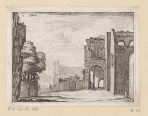 ローマのコロッセオの遺跡 Listesso (オブジェクトのタイトル) ローマの景色 (シリーズ タイトル) Alcune vedute et prospettive di luoghi dishabitati di Roma (シリーズ タイトル) 作： Giovanni Battista Mercati