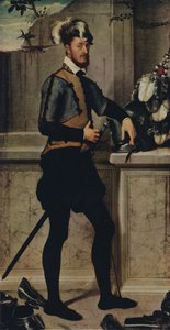 ジャスティングヘルメットを持つ騎士、1554-1558、1936 作： Giovanni Battista Moroni
